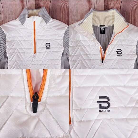 Bjorn Daehlie Womens Size XL Sweater Half Zip Comfy White Gray Wool Blend - Picture 9 of 15